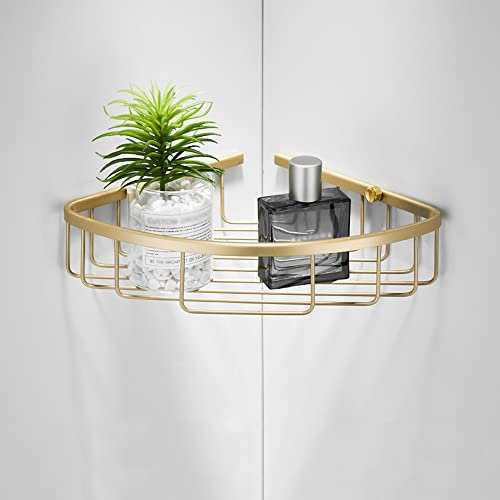 GJLJYJY Corner Shower Caddy Floating Shelves Brushed Gold Bathroom Shelfs Wall Mounted Shampoo Towel Storage Rack Double Tier Draining Basket Bathroom Accessories Kitchen Shelves/Style 1