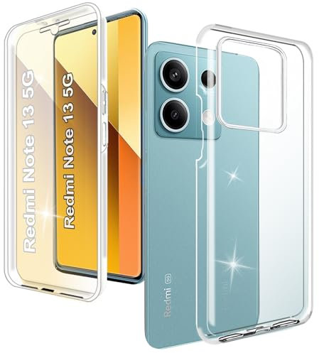XCYYOO Coque Xiaomi Redmi Note 13 5G 360 Degrés Coque Redmi Note 13 5G Transparente à 360 Degrés avec Étui D'écran Intégrée de Protection en Silicone Cover Ultra-FineHousse et Antichoc Case