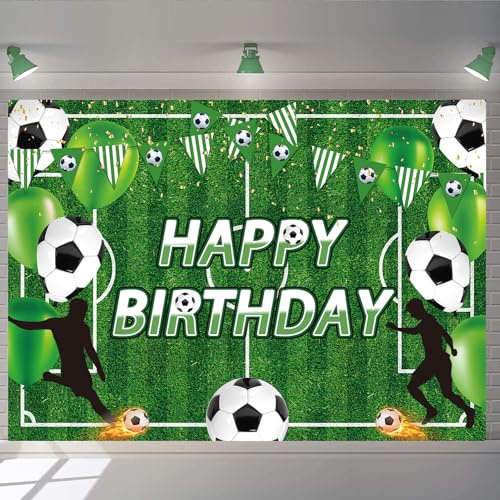 Fotohintergrund mit Fußballmotiven, 240 x 180 cm, Fußball-Thema, Fotohintergrund für Fußball, Geburtstag, Party, Dekoration, Banner, Fußballfeld, Foto-Hintergrund (240 x 180 cm)