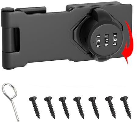 Lucchetto Hasp,4.3 pollici Chiusure Hasp,Trappola con Serratura a combinazione,Lucchetto con Serratura a Numero,Trappola di Sicurezza Chiudibile,Serratura di Sicurezza con 7 Viti per Porte,Cassetti