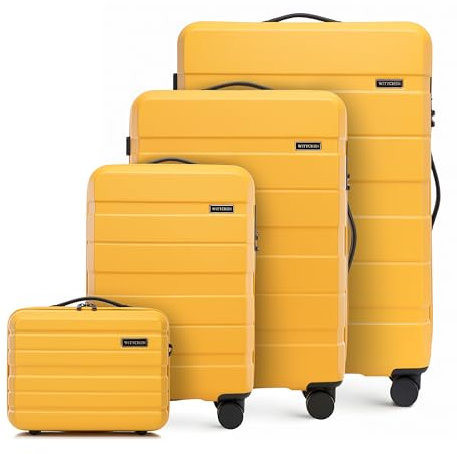 WITTCHEN Valise de Voyage Set de 4 valises Bagages à Main Trousse de Toilette Set de valises en ABS avec 4 roulettes pivotantes Serrure à Combinaison Poignée télescopique COMODO Line Jaune