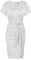 GRACE KARIN Damen funkelndes sexy Kleid Pailletten kurzärmliges Glitzer Midi V-Ausschnitt Kleid für Party-Outfits Silber S