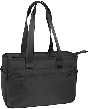 COMIX U - Shopper Porta PC, con Tasca Imbottita per PC o Tablet 14'', Interno Organizzato, Tasca Frontale con Zip, 2 Tasche Laterali Aperte, Ideale per Lavoro e Tempo Libero, 38 x 26H x 13,5 cm, Nera