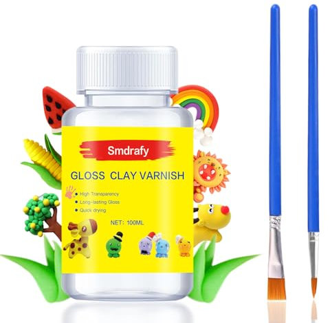 Vernis Argile Brillant Autodurcissant, Peinture Acrylique Transparente Incolore pour Poterie, Imperméable et Résistant aux Rayures