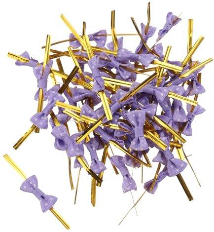 sourcing map 100 cravatte in alluminio da 7,9 cm, in plastica metallizzata, per legare pane, caramelle, biscotti, sacchetti regalo, cravatte per lavori artigianali, colore: viola chiaro