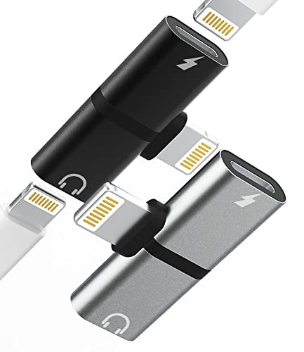 Lightning Headphone Splitter for Apple iPhone Aux Adapter 2in1(2Pack) Dual Lightning Ports 14 13 12 Pro Max Audio Charger Jack Earphone Charging Cable Adaptor for iPad Mini Connector Charge Converter