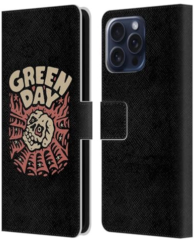 Head Case Designs Offizielle Green Day Skull Spider Graphics Leder-Wallet-Hülle Kompatibel mit Apple iPhone 16 Pro Max