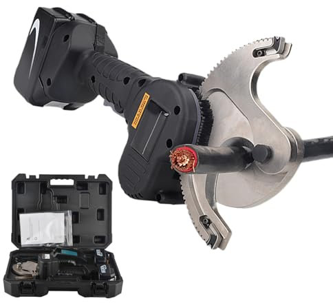 json2xml Coupe-Fil à cliquet électrique 45/65/75 mm, Coupe-câble hydraulique alimenté par Batterie, Outil de Coupe de Fil électrique pour câble en Aluminium et câble blindé avec 2 Batteries,65mm