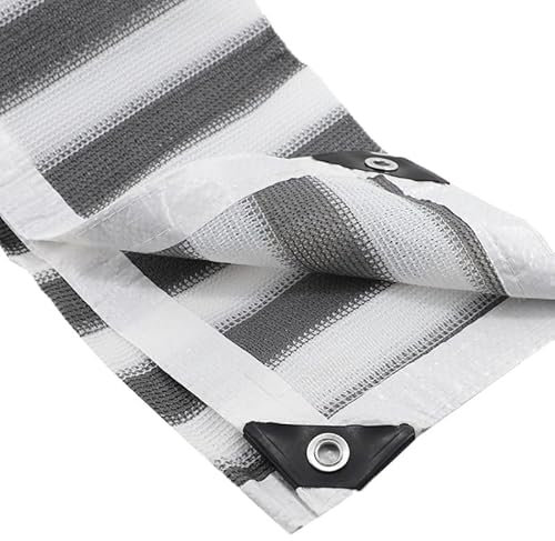 Sichtschutz Terrasse Sonnenschutznetz mit grau-weißen Streifen for Terrasse, Balkon, Sichtschutz, Gartenzaun, Maschendraht, Garagen, Pergolen, UV-Schutz Balkon Sichtschutz Wetterfest(1x4m)