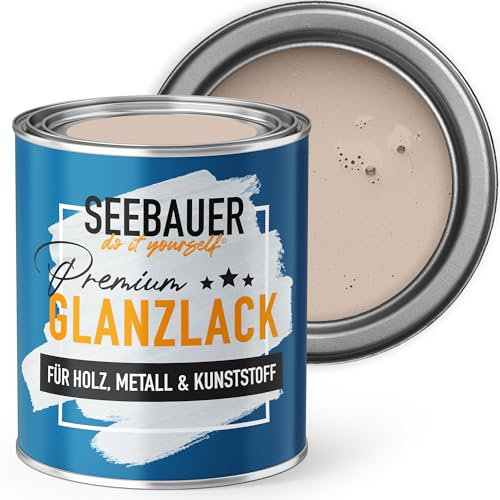 SEEBAUER diy Glanzlack Braun 750ml für Innen & Außen (No. 611 Hazel Eyes) Möbelfarbe ohne Schleifen - Hybrid-Lack für Holz, Metall & Kunststoff - Holzlack, Möbellack hohe Deckkraft