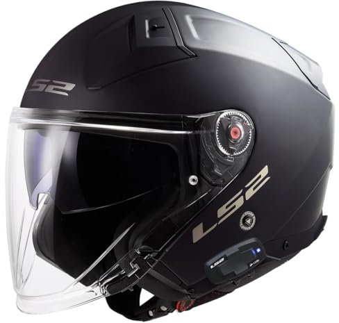 LS2 OF603 Infinity II con Intercom Open Face Casco Moto Casco Jet con visiera parasole, XL