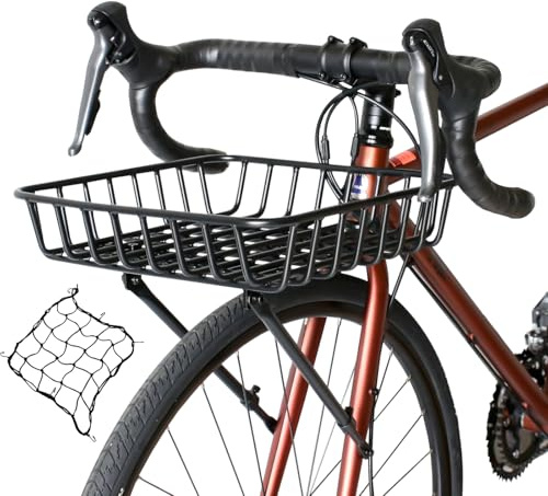 GORIX Bike Front Basket Rack with Net Carrier 700c 24-29in Gravel Mountain Road Bicycle (GFB-AD240)