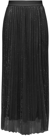 ONLY Onlliona Plisse Glitter Skirt JRS, Schwarz/Silber, L