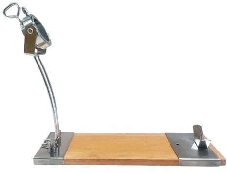 Well Home Jamonero IBERIA Luxe con cabezal giratorio, base de madera y acabados en acero inoxidable