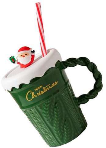 TingHaoO Taza de cerámica de Navidad, tazas de café de Navidad, taza de cerámica para bebidas calientes, chocolate con leche