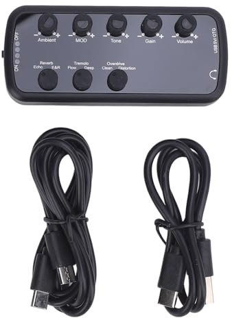 Nurnesy Vielseitiger Bass -Kopfhörerverstärker mit Multi -Effekten: Sauber, Overdrive, Verzerrung, Echo, Hall, Chor, Tremolo und Deep Bass Enhancement