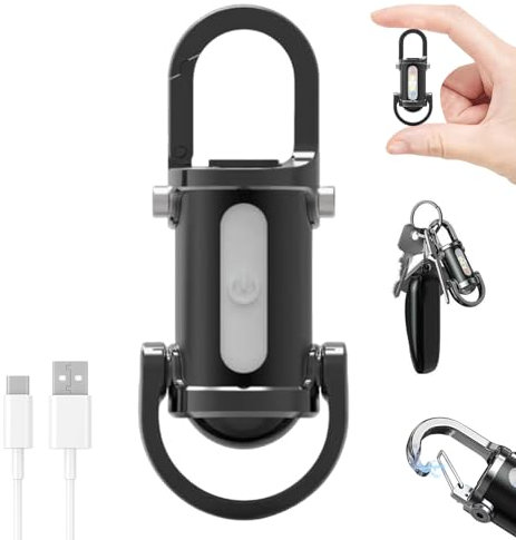 1200LM Superhelle Mini Taschenlampe Schlüsselanhänger Wasserdicht, Mini LED Taschenlampe Klein Schlüsselanhänger, Taschenlampe LED Aufladbar, Taschenlampen für Mitgebsel, Camping, Outdoor (Schwarz)