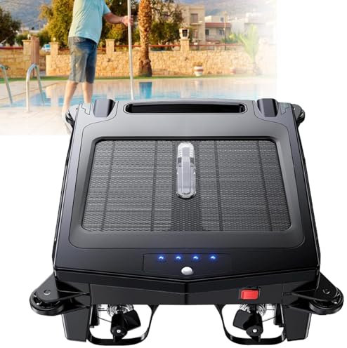 Full Day Robotic Pool Skimmer Cleaner, Self-Cleaning Pool Robot Skimmer, Lasts 5h, Self-Parking Auto-Turntackles Pollen, Leaves, Hair in Pools