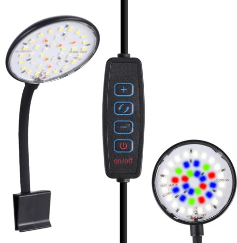 BDKMMS Fish Tank Lights, 8W Mini Clip on Aquarium LED Light with Full Spectrum, Adjustable Brightness Light for Small Freshwater Planted & Saltwater Aquariums