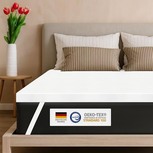Wolkenfeld Memory Foam Topper 160x200-7cm Höhe | Ergonomischer Matratzentopper mit Oeko-TEX® Zertifikat | Weich, Atmungsaktiv, Abnehmbar & Waschbar – Entlastung für Rücken & Gelenke
