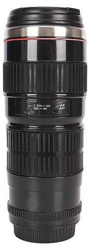 Bonbela Fun Foto Edelstahl Objektiv Becher Kamera Objektiv Kaffee Tasse Reisebecher mit Isoliertem Edelstahl Versiegelten Deckel für Fotografen Männer Frauen Frauen (Schwarz)