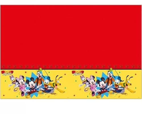 Procos Mickey Mouse Tablecloth as Decoration for Children's Birthday Parties and Themed Parties Size: 120 x 180 cm, Wipe-Clean, Reusable, Children's Birthday Party Table Cover