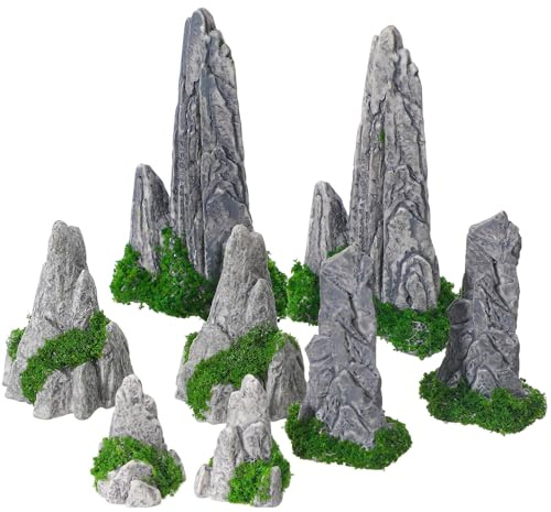 Xuanxi Relaxation Zone Zubehör 8 künstliche kleine Steingärten für den Innenbereich, Baumarrangements, Miniatur-Landschaften, Miniatur-Geländemodelle für Dioramen