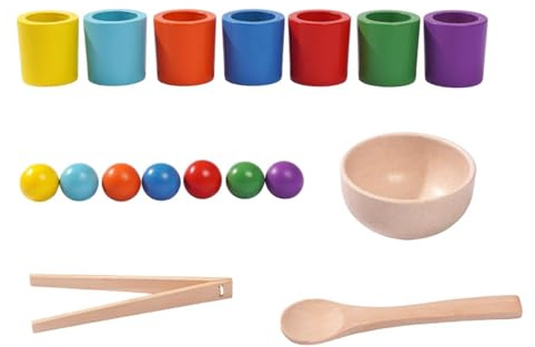 MotiveTech Color Sorting Toys: Rainbow Balls in Cups with Bowl, Learning Activities, Fun for Boys And Girls, Board Game,