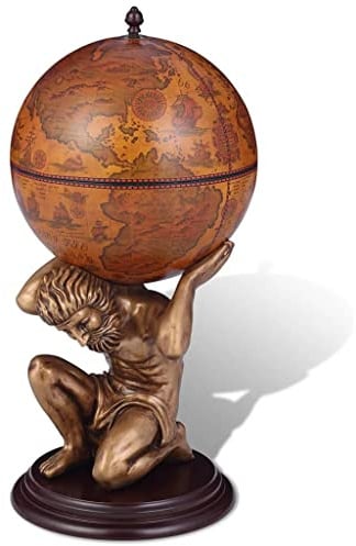 WSJHUHK Globe Bar Weinständer Atlas Design 42x42x85cm