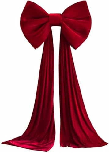 Fiocco Velluto per Albero Di Natale,Fiocco Rosso Per Puntale Per Albero Di Natales,50 x 38 Cm, Extra Large, Con Sentiero Lungo 3 M, Decorazione Della Parte Superiore Dell'albero