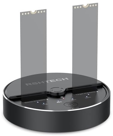 RSHTECH Dual Bay M.2 Nvme Clone Docking Station, RSH-M10D | Dockingstation Unterstützt Offline-Klonen, Systemmigration & Datensicherung - SATA-Anschluss nicht geeignet