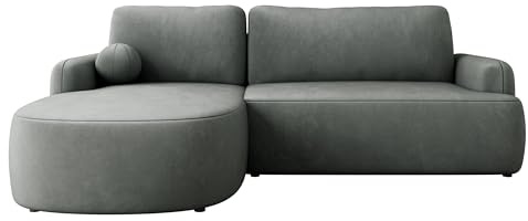 Mirjan24 Ecksofa Loridu für Wohnzimmer mit Schlaffunktion und Bettkasten, Eckcouch, L-Sofa, Polsterecke, abgerundete Kanten (Magic Velvet 2217, Seite: Links)