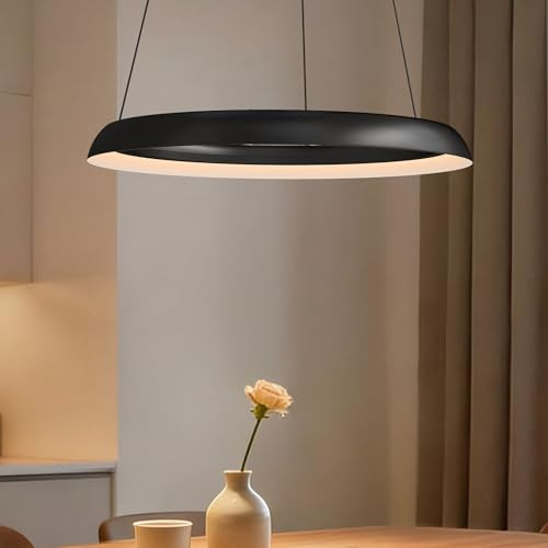 doporro LED Pendelleuchte Luvina04,mit App & Fernbedienung,40cm,Sandschwarz | 40cm,Dimmbare,3000–6000K,CRI≥95,höhenverstellbar,Esstisch & Wohnraum