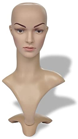 GeenYuu Mannequin-Kopf Frauen Schaufensterpuppe mit hellem Hauttyp, Make-up, 51 cm Höhe, 27 cm Schulterbreite, PP Material, ideal für Perücken, Schmuck, Hüte, Sonnenbrillen, Boutique Präsentation