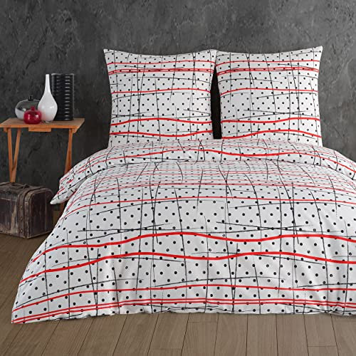 Buymax® Bettwäsche 155x220 100% Baumwolle 2-Teilig Bettbezug - Bettwäsche-Sets 155 x 220cm mit 1 mal Kissenbezug 80x80cm, ÖKO-TEX Renforcé-Bettdeckenbezug Set mit Reißverschluss
