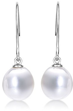 Diamond Treats Süßwasserperlen Tropfen Ohrringe für Damen in 9K Gold, Ohrhänger mit Süßwasserperlen in Gold, Perlenohrringe für Frauen in 9 Karat Weißgold