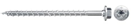 fischer - Tirefond Power-Fast 10,0x80 revêtement zingué blanc, filetage partiel, tête hexagonale avec empreinte Torx/Boite de 50