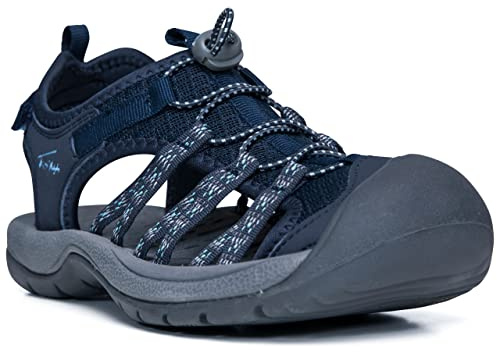 Trespass Womens Walking Sandals Brontie - Protective Hook and Loop Ankle Strap, Adjustable Pull Cord, Closed Toe, Cushioned Footbed, Durable Traction Outsole