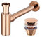 REA Siphon für Waschtische + Ablaufventil Klick-Klack 2-Stück Set Verschiedene Farben (Rose Gold)
