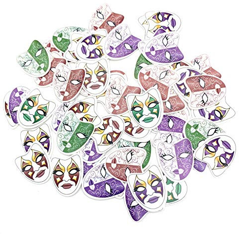 AK Giftshop Konfetti-Masken für Maskenball, Party, 100 Stück, Regenbogenfarben, Papier