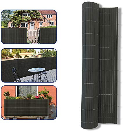 UISEBRT Canisse en PVC Brise-Vue occultant pour Jardin, Balcon et Terrasse, Résistant aux intempéries, Protection visuelle, Grau, 180x600cm