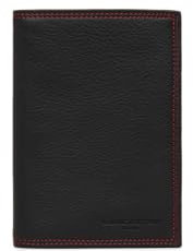 Lancaster | Soft Vintage Homme - Grand Portefeuille Cuir de Vachette Pleine Fleur Noir - Rouge
