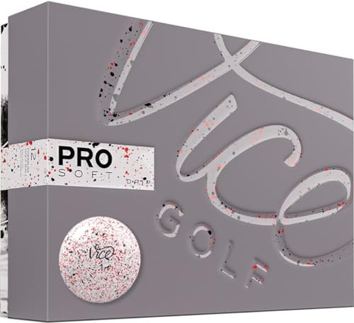 Vice Golf Pro Soft Drip Red 2020 | 12 Golfbälle | Ausstattung: 3-teiliges Urethan-Guss, weiches Gefühl, hohe Ballflugstabilität | Profil: für ambitionierte Golfer