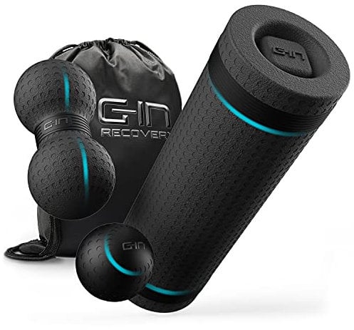 G-IN Faszienrolle ALL-IN-ONE Faszien Set mit Massagekugel & Duoball [ANTI-RUTSCH] INKL. Online Training mit Tim Gabel - Rückenrolle Rücken Nacken Beine