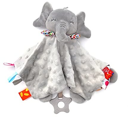 UNMOT Baby comforter Blanket - Cuddle Blanket,Baby Cuddly Toy with Crinkle Foil and Bell,soft comforter for newborn,baby boy & girl gift (Elephant)