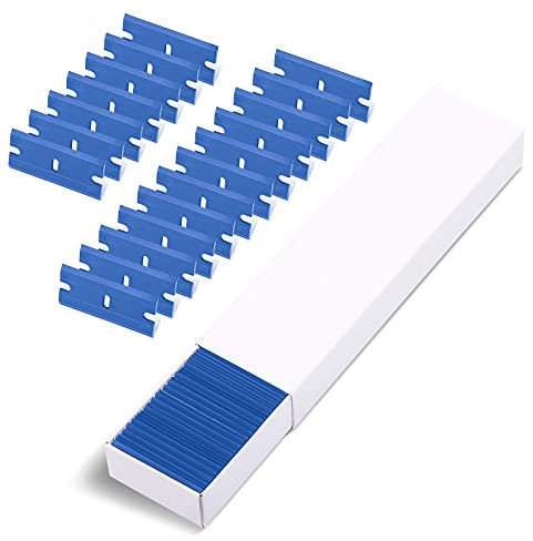 Ehdis 100 Stück Kunststoff klingen, Schaber klingen 1,5 Zoll, Ersatzklinge für Kunststoff Schaber, Glasschaber, Blau