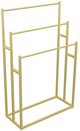 Portasciugamani Autoportante, Portasciugamani da Terra a 3 Livelli per Bagno, Porta Asciugamano in Metallo, Scala Portasciugamani per trapunte/Coperte/Asciugamani/Vestiti,d'oro