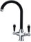 Kitchen Mixer Sink Tap with Black Ceramic Dual Lever, Traditional Monobloc Kitchen Faucet Mixers with Swivel Spout, Chrome and Matte Black