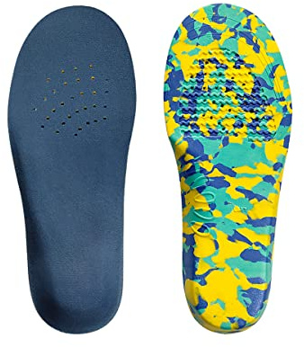 Wiftms Children's Orthopaedic Insoles Orthotics Flat Feet Correction Insoles Shoe Insoles Protects Feet for Flat Feet, Plantar Fasciitis, Overpronation, Foot Pain, Heel Spore (L, Yellow)