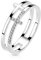Treuheld® Doppelter Ring mit Kreuz und Kristallen | Farbe: Silber - Größe: 60